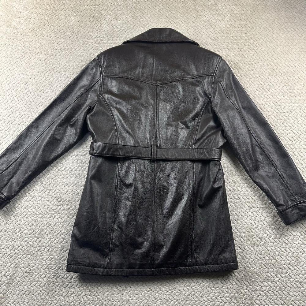 Wilsons‎ Leather Jacket Women's Medium Dark Brown Mid Belted Boho Chic 90's Y2K - Picture 6 of 16